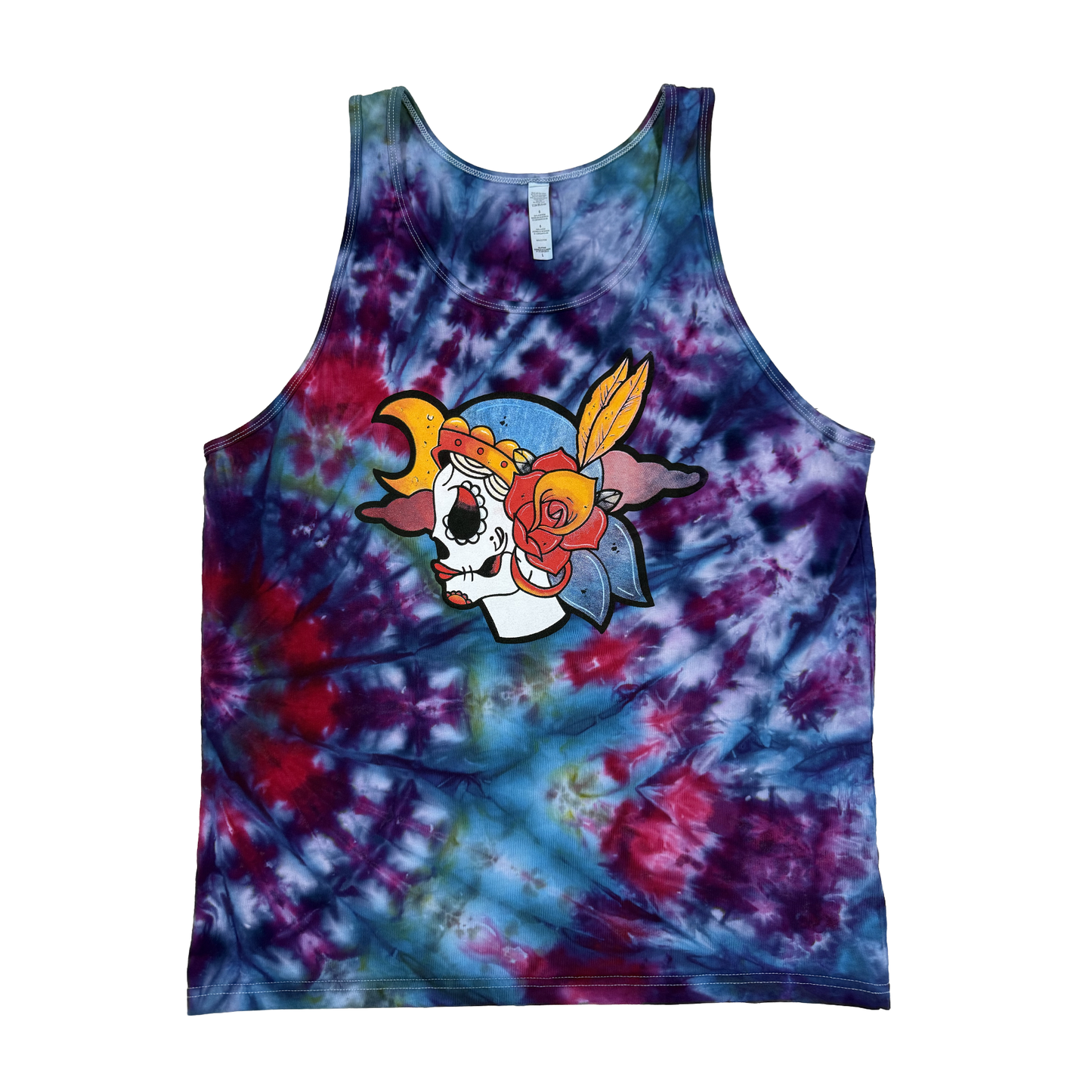 Sugar Skull Tie Dye Tank - Large