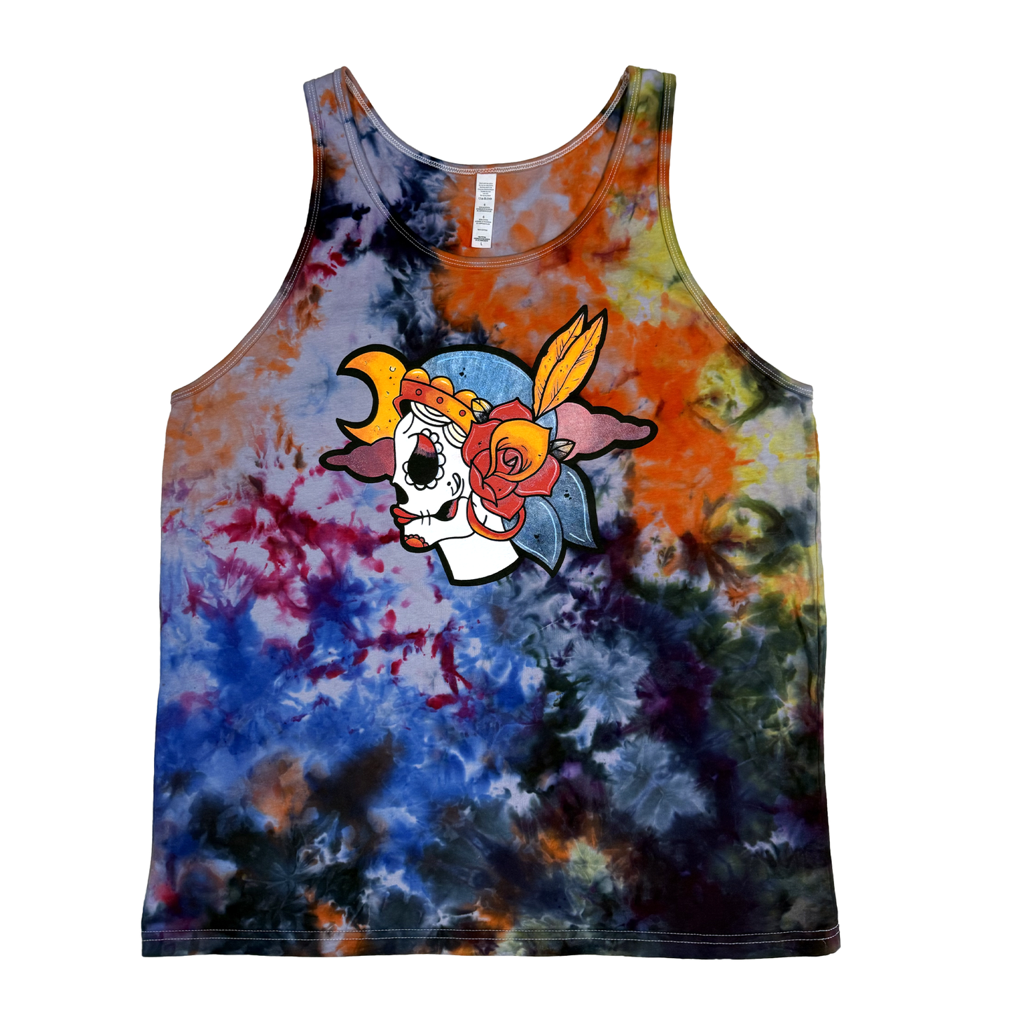 Sugar Skull Tie Dye Tank - Large