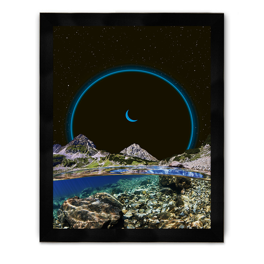 Crescent Moon Lake Framed Poster