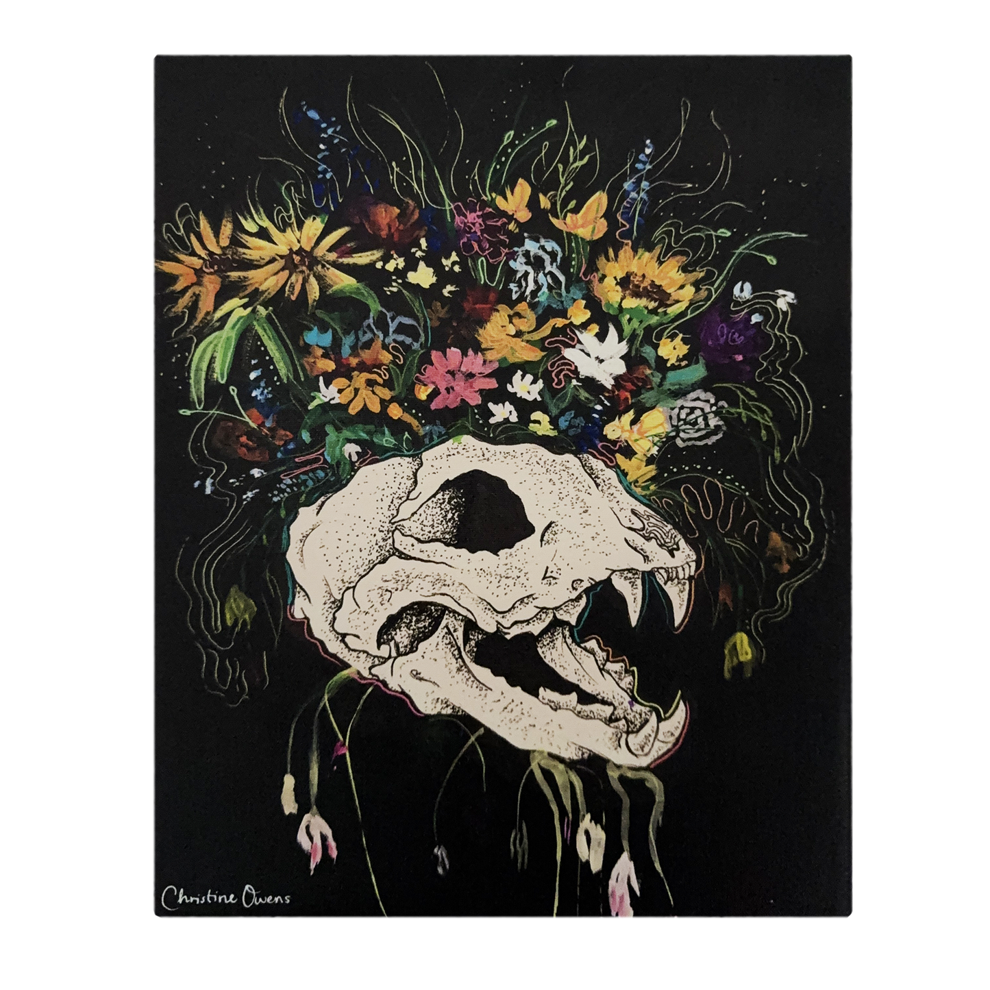 Cow Skull Flowers Canvas
