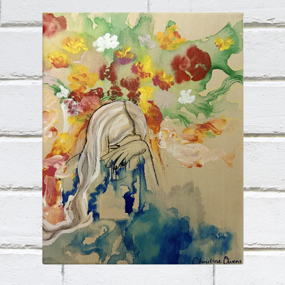 Watercolor Flowers and Tears Canvas