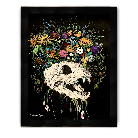 Cow Skull Flowers Framed Poster