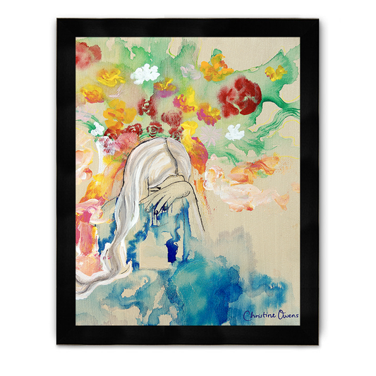 Watercolor Flowers and Tears Framed Poster