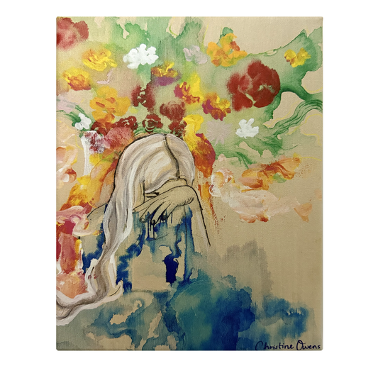 Watercolor Flowers and Tears Canvas
