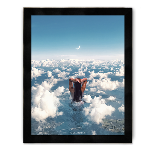 Woman Ocean Clouds Framed Poster